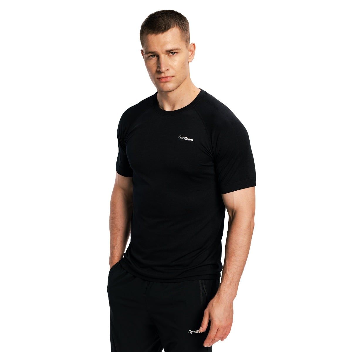 GymBeam T-Shirt Herren locker Kurzarm Schwarz Pulse X Running