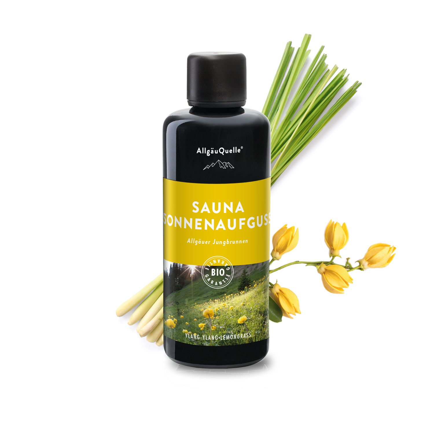 AllgäuQuelle Sauna Sonnenaufguss: Bio Aufgussmittel mit Duft-Öl Ylang-Ylang und Lemongrass