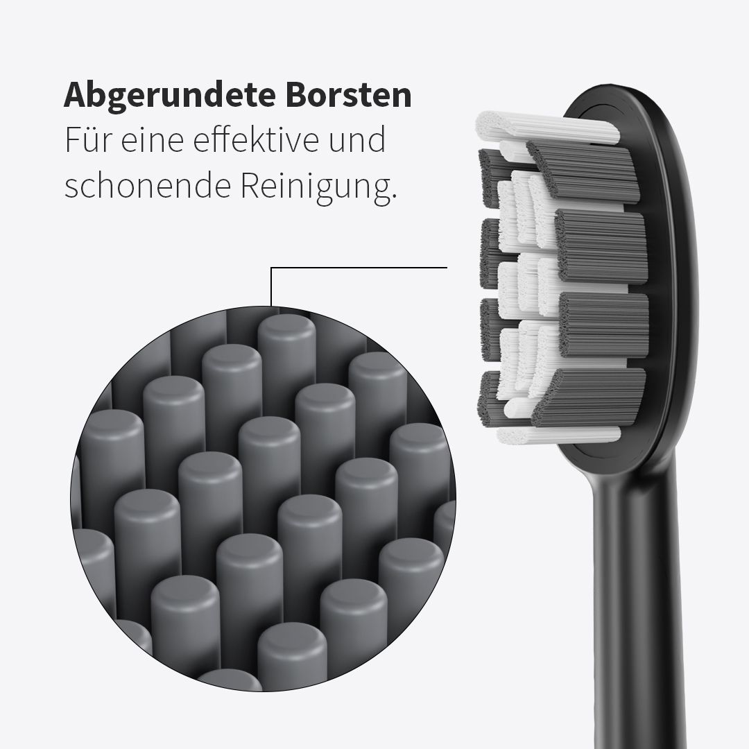 Zahnheld Bürstenkopf Basic Medium schwarz (6 Stück) - mittelharte Wechselköpfe