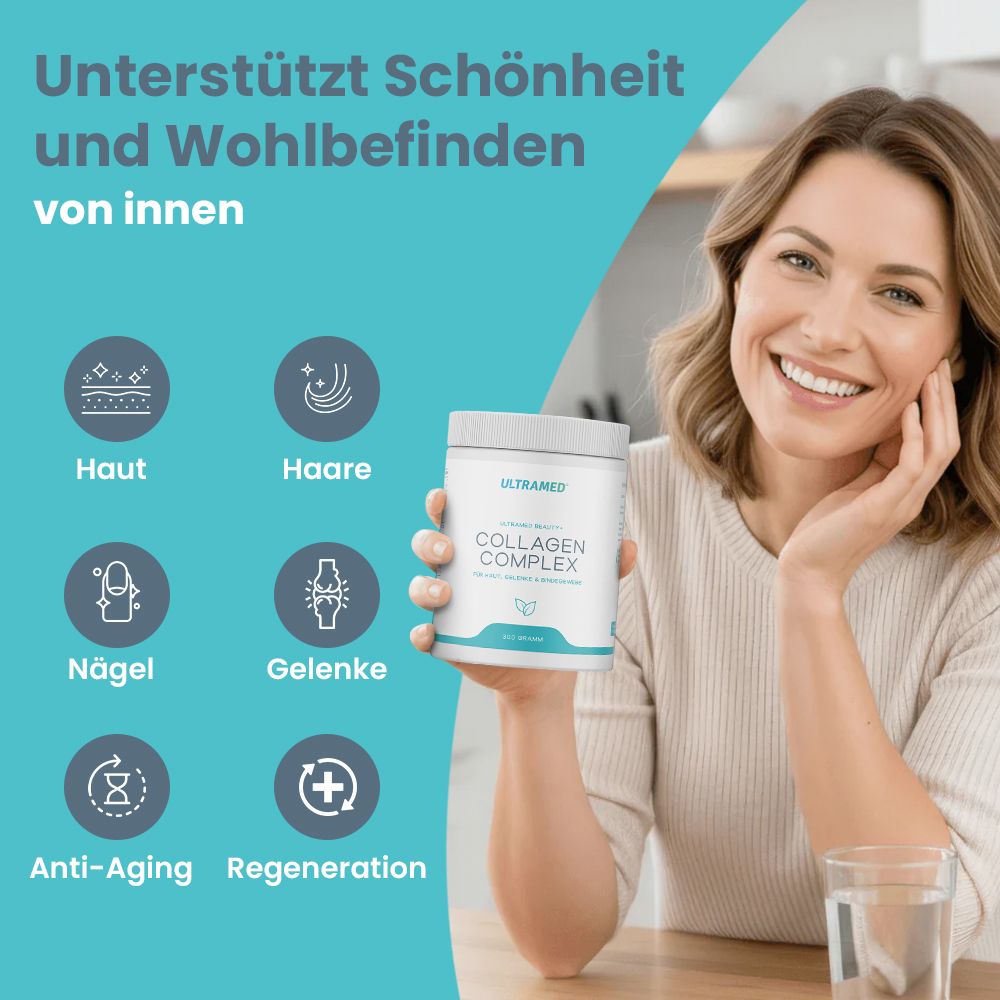 UltraMed Bioaktives Kollagenpulver mit Verisol, Fortigel, Tendoforte + Vitamin C für Haut & Gelenke