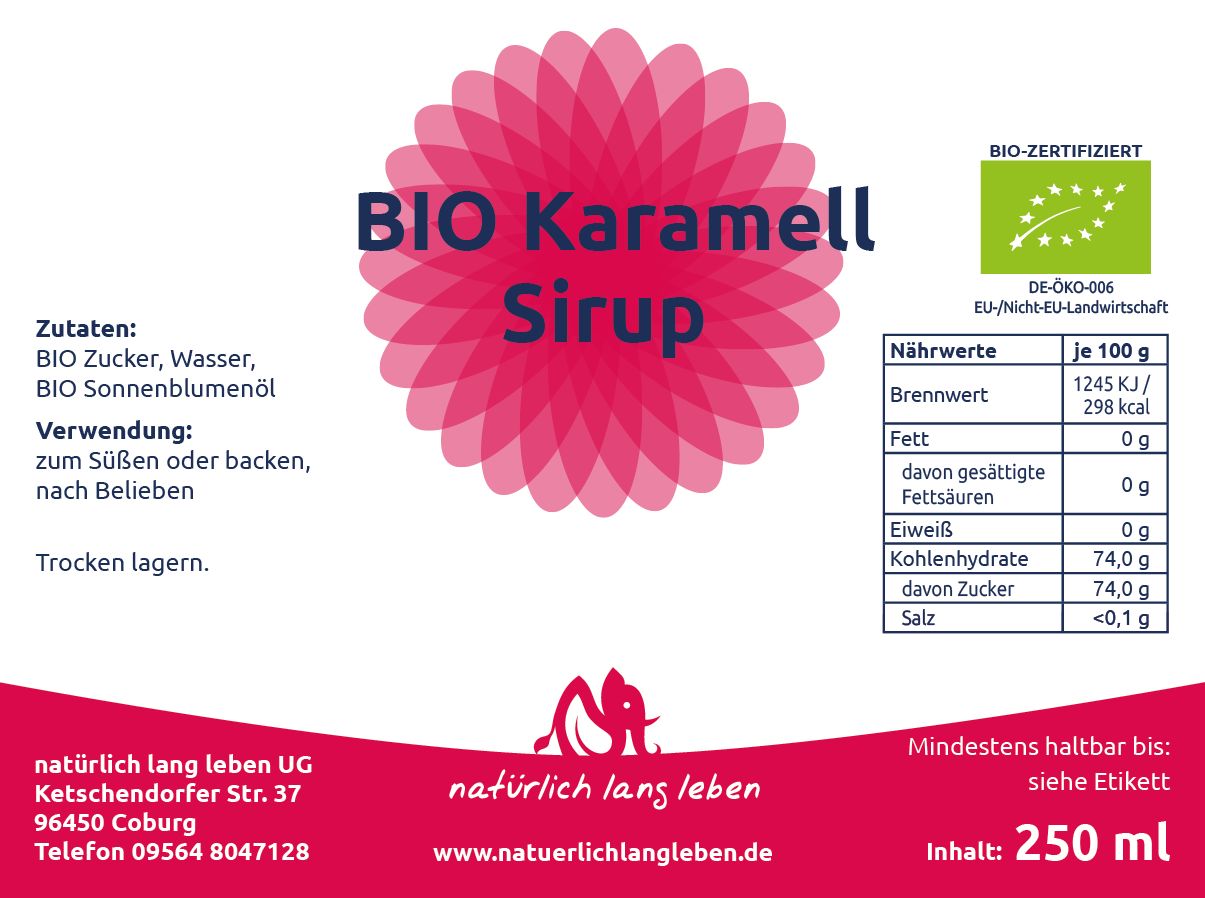 natürlich lang leben BIO Karamell Sirup 250 ml