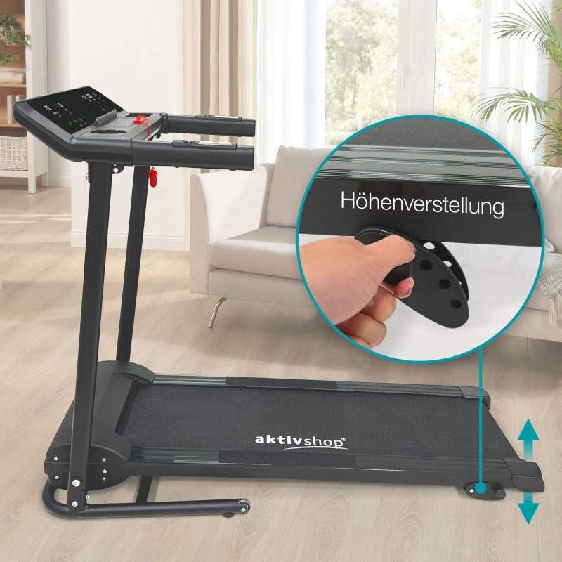 aktivshop Laufband mit Motor: Klappbares Laufband mit Hydraulikfaltsystem für zuhause, Indoortrainer