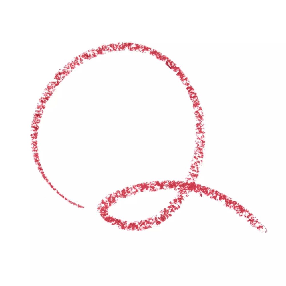 Kreis und Linie, gezeichnet mit rotem Lippenkonturenstift. Auf weißem Hintergrund.