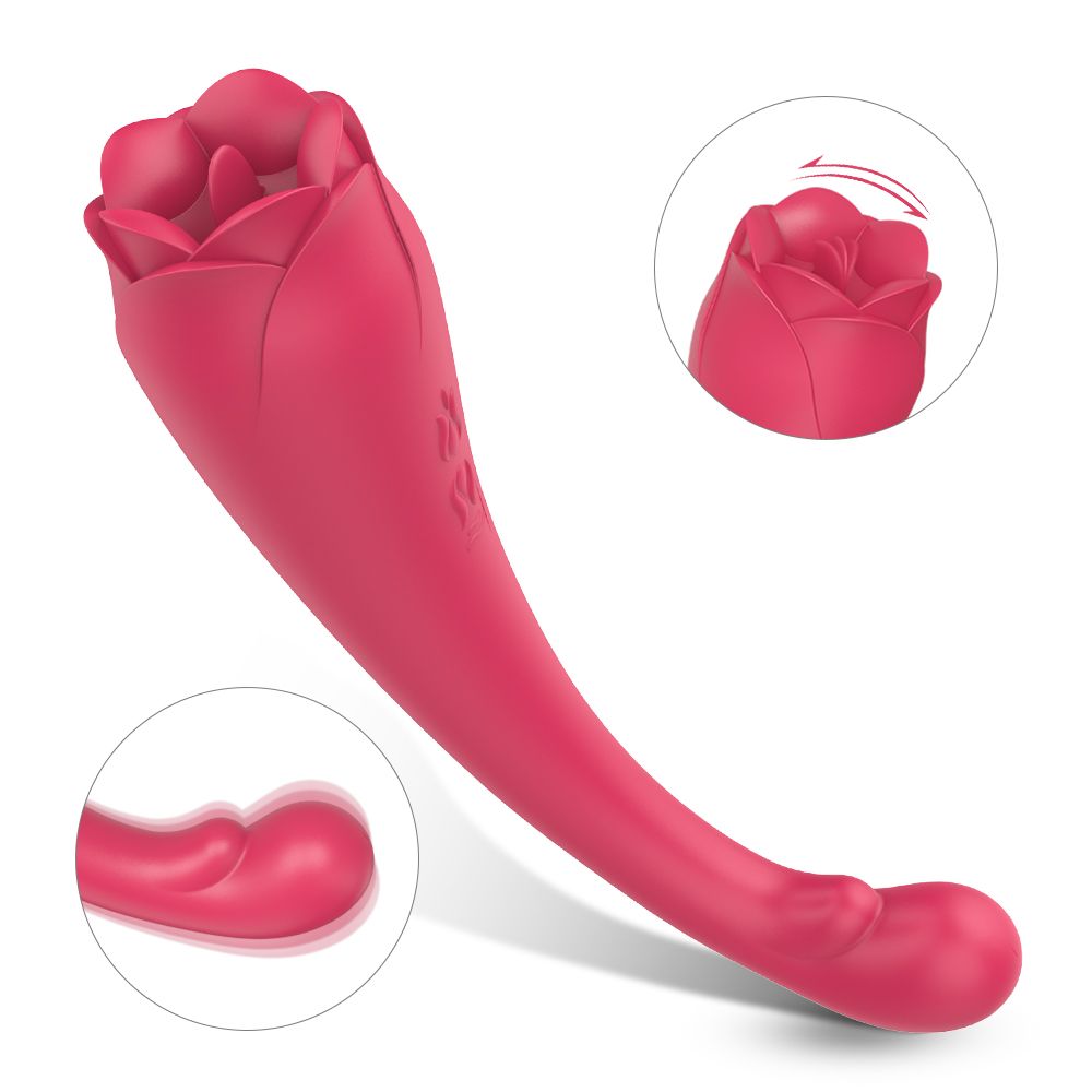 Rosa Vibrator mit blütenförmigem Kopf, Detailansichten.