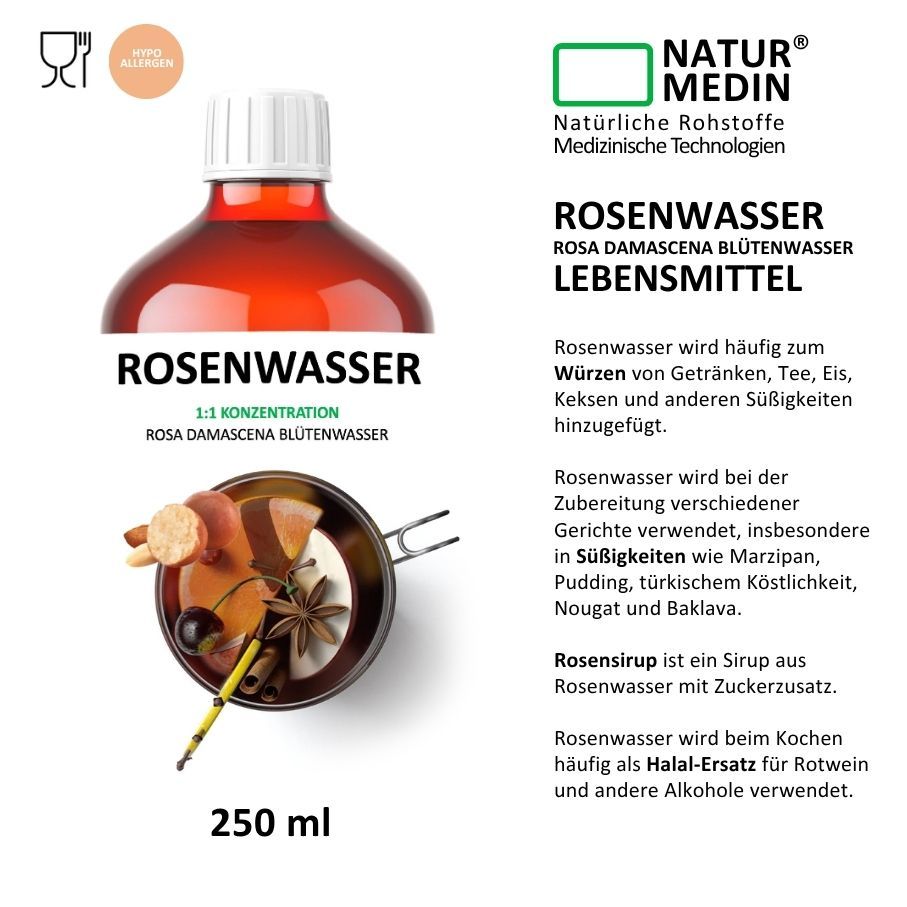Naturmedin Rosenwasser zum Backen