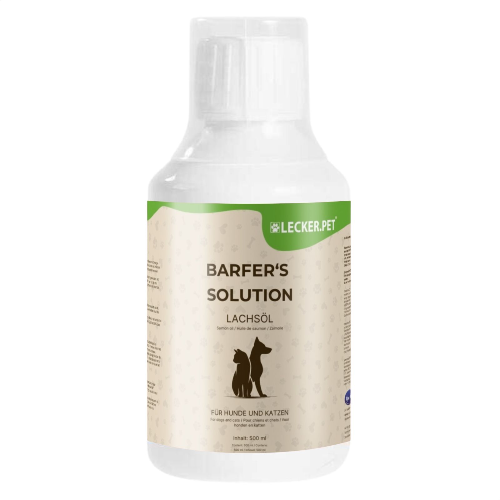 Lecker.Pet® Barfer's Solution 100 % Lachsöl für Hunde & Katzen 0,5 l