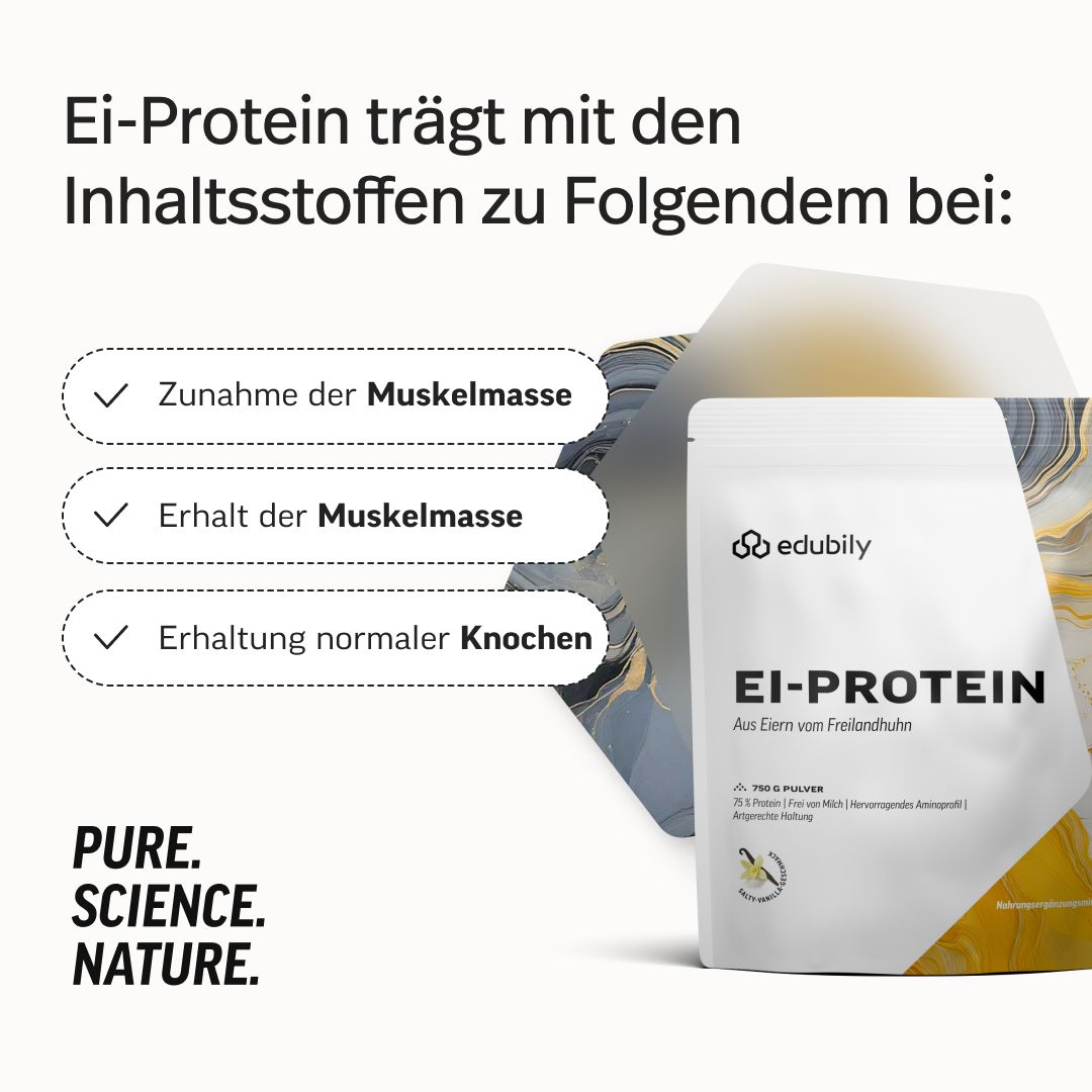 Edubily® Ei-Protein Pulver. Unterstützt Muskelmasse und Knochen. Aus Freilandhaltung.