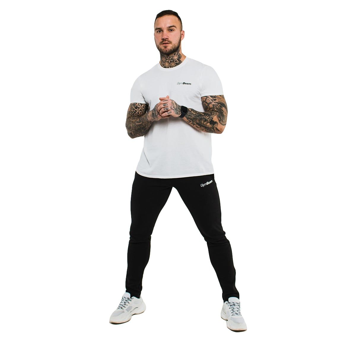 GymBeam T-Shirt Herren Regular Kurzarm Basic White