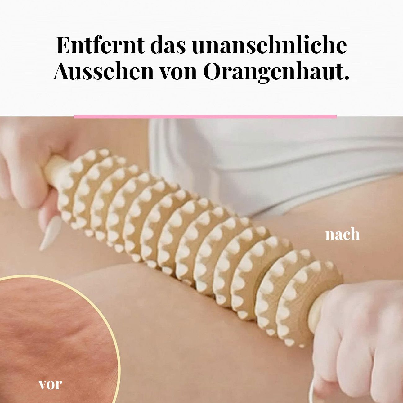 tuuli Anti Cellulite Massagegerät Massageroller Roller mit Griff Maderotherapie aus Holz