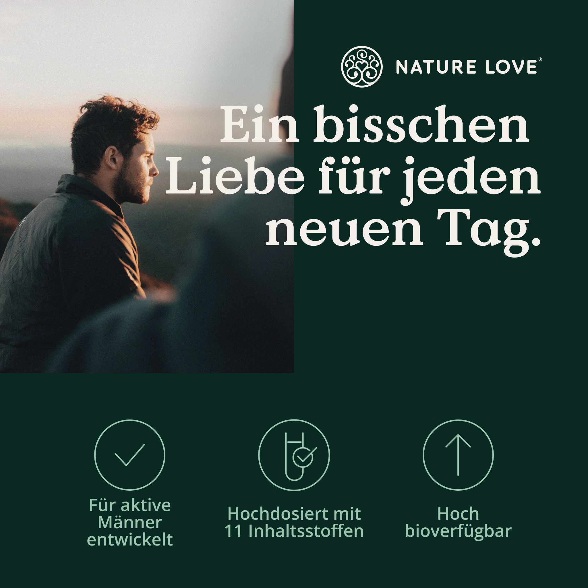 NATURE LOVE® Energiefluss für Männer - 90 Kapseln - Mit Tribulus Terrestris Extrakt, Maca Extrakt
