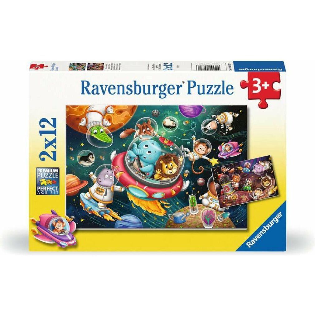 Ravensburger - Puzzle Tiere im Weltraum 2x12p