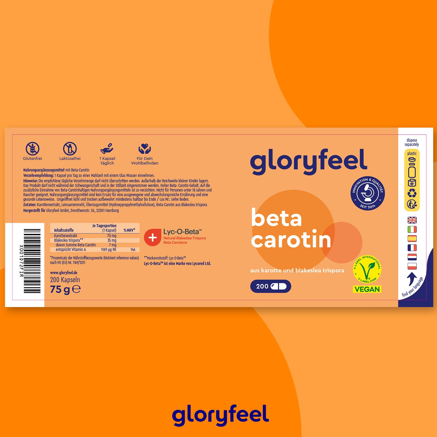 gloryfeel® Beta Carotin Karottenextrakt Kapseln