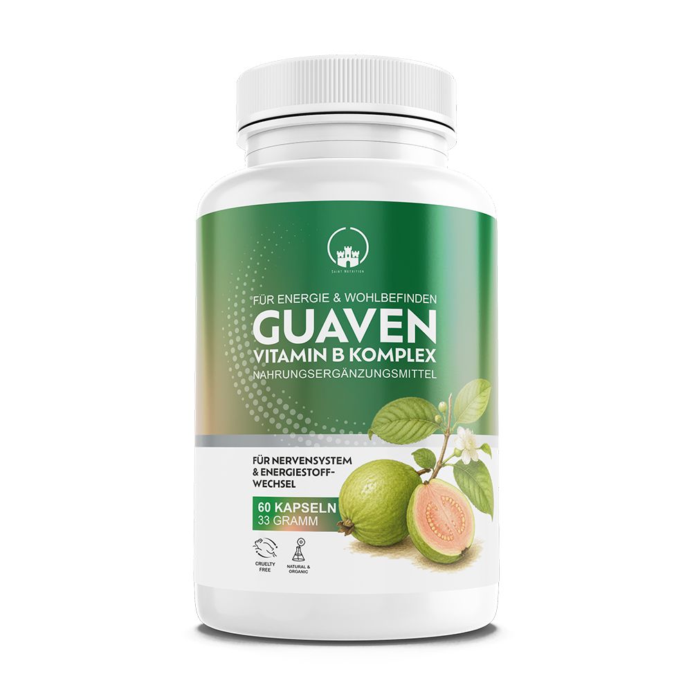 Saint Nutrition® Guaven Extrakt Kapseln 630mg | mit Biotin - Vitamin B & Folsäure Natürlich 60 St