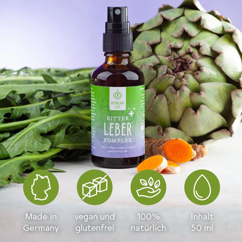 BitterLiebe - Leber Spray - natürliche Unterstützung der Leberfunktion mit Cholin und Bitterstoffen