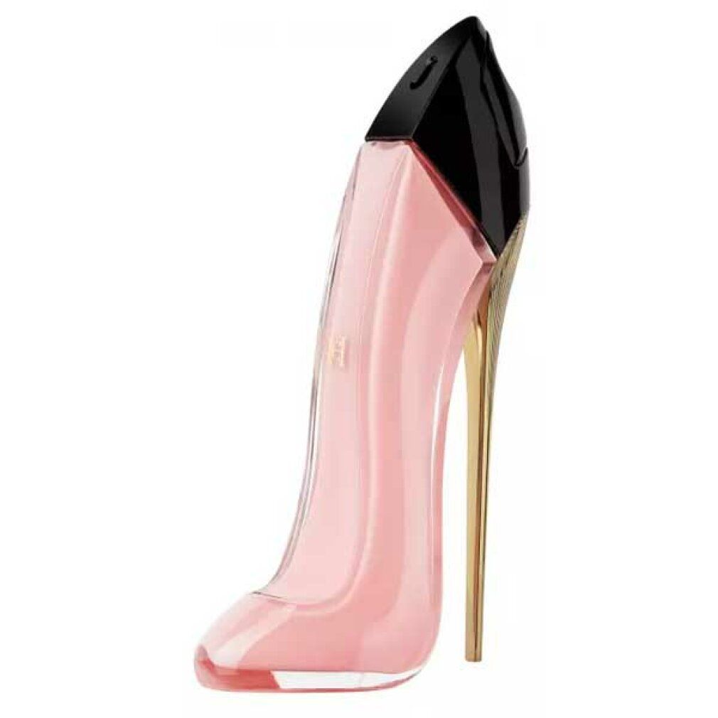 Carolina Herrera Good Girl Blush Eau de Parfum Flakon in Schuhform, schwarzer Absatz, goldener Stiletto.