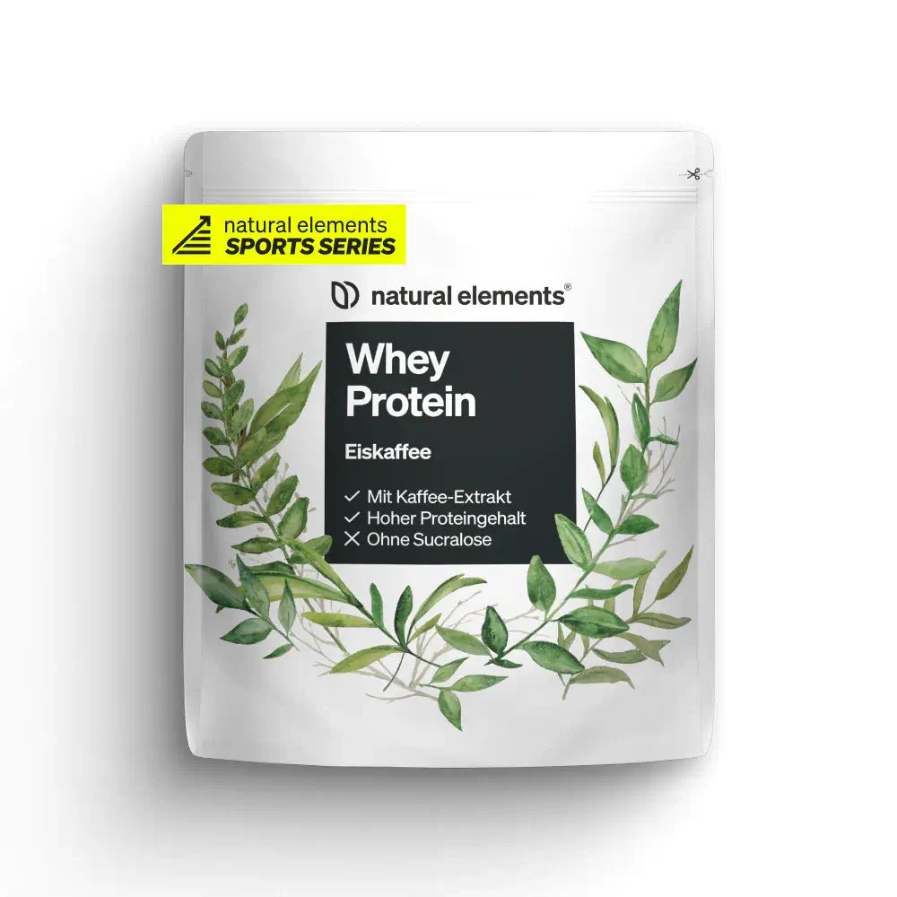natural elements Whey Protein Pulver – Eiskaffee – 1kg – 23g Protein & 2,5g Kaffee-Extrakt/Portion
