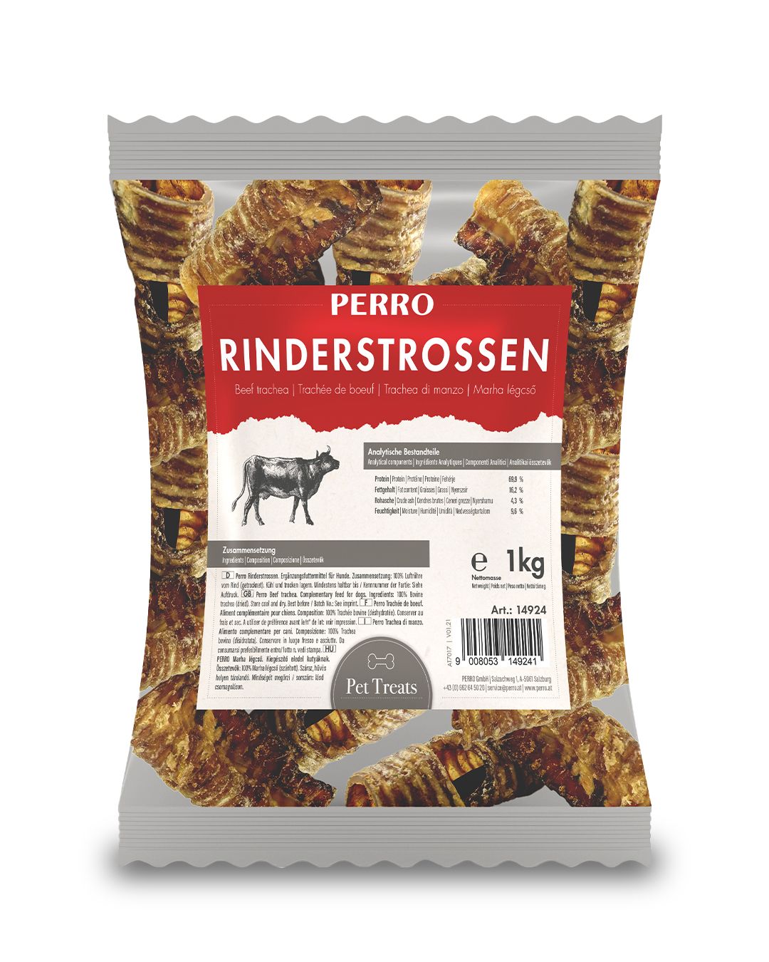 PERRO Rinderstrossen - mittelharter Kauartikel für Hunde