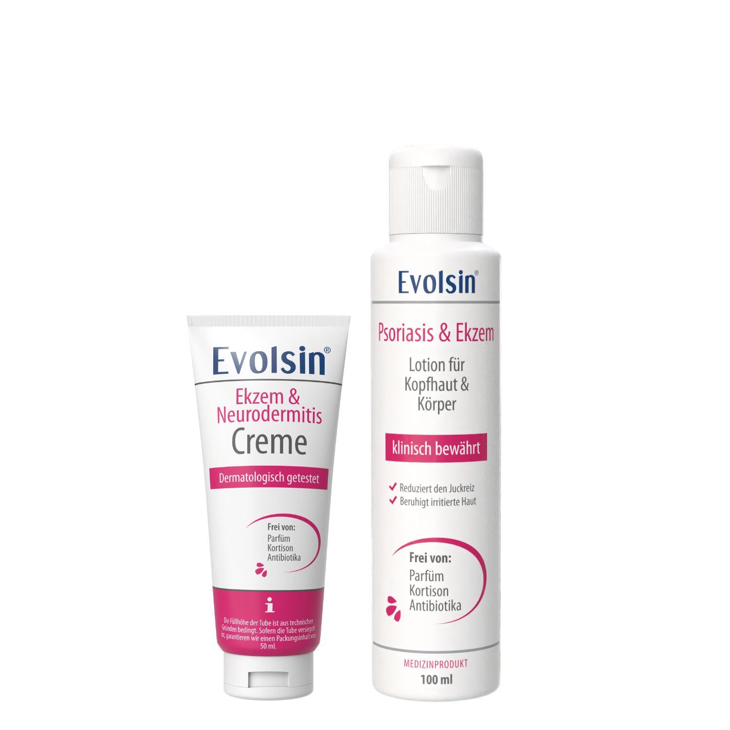 Evolsin® Ekzem & Neurodermitis Bundle (Creme Lotion) - Mindert Juckreiz beruhigt gereizte Haut 2 St