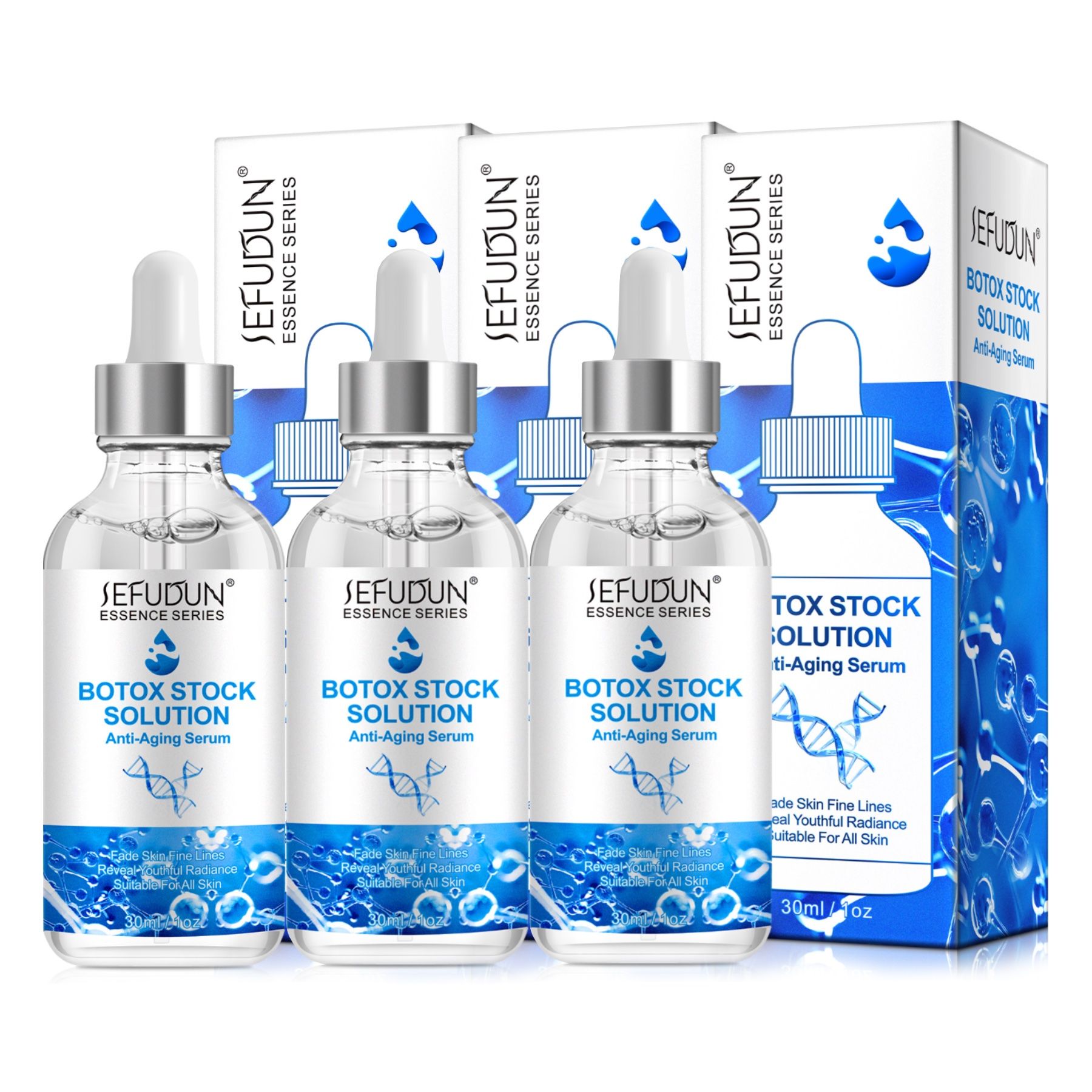 Aliver Gesichtsserum Botox-Solution Anti-Aging für Gesicht 3x30 ml Serum