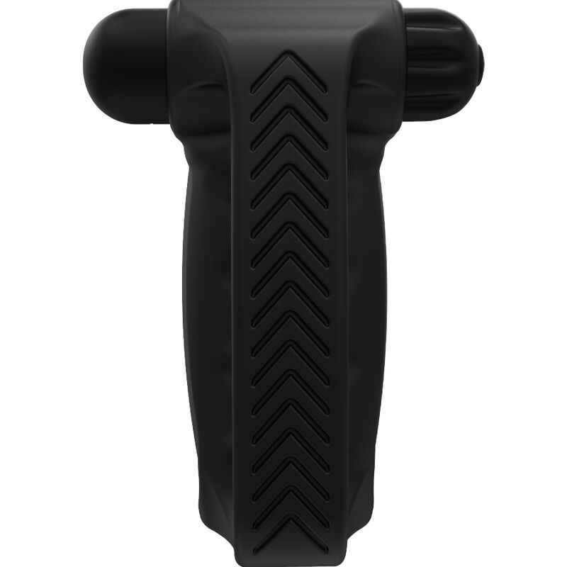 Schwarzes Hand Vibe-Produkt. Geformt mit einer Griffseite. Abgerundete Form.