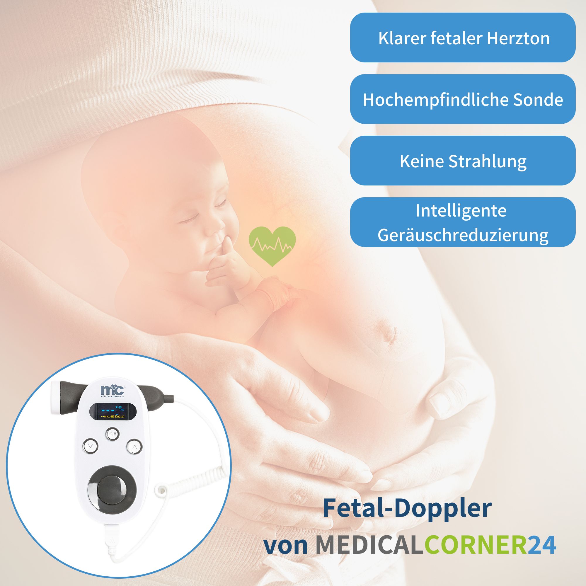 Medicalcorner24 Ultraschall Fetal-Doppler Grau