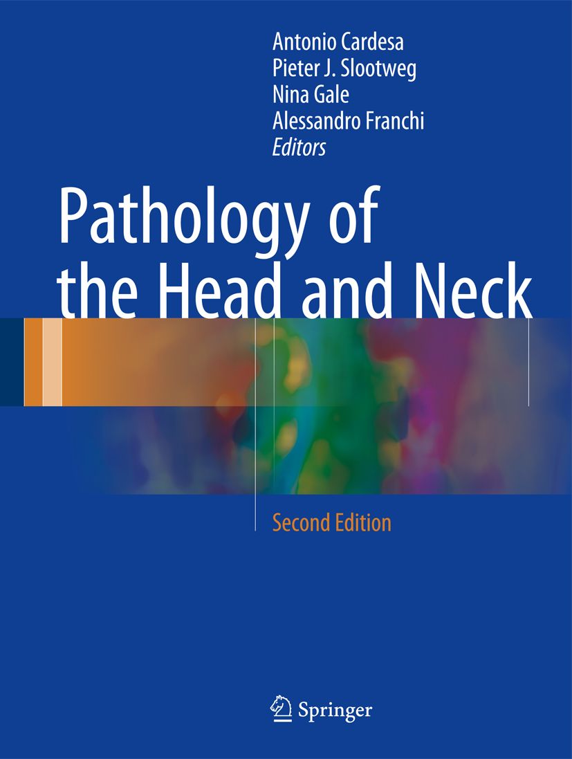 Buchcover: "Pathology of the Head and Neck", blaue Farbe, Autorennamen, "Second Edition", Springer-Logo.