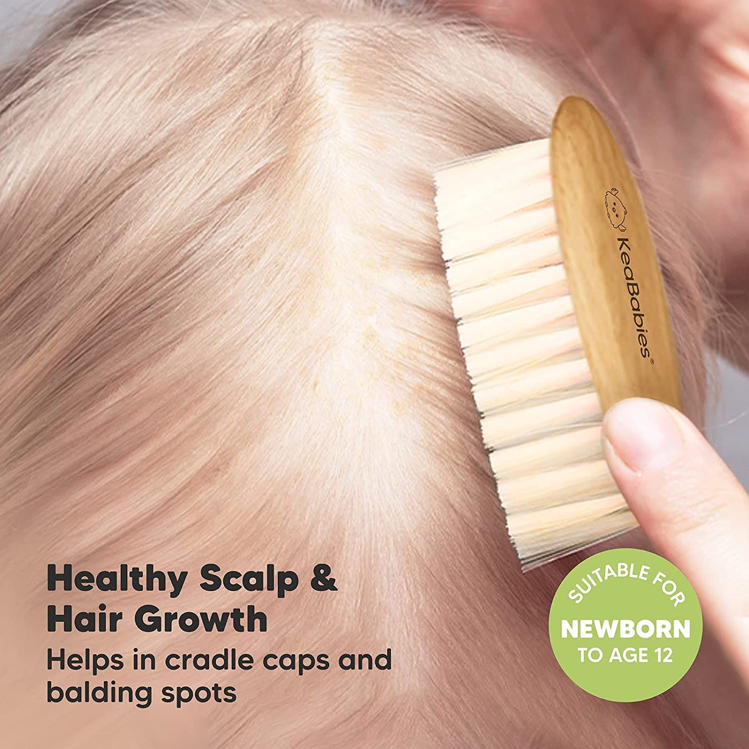 Baby Haarbürste und Baby Kamm Set - Natürliche Holz Babyhaar Haarbürste mit weichen Ziegenborsten