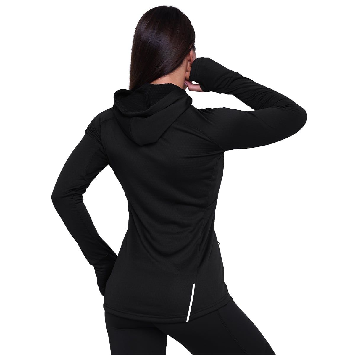 GymBeam Sweatshirt Damen slim mit halbem Reißverschluss und Kapuze in Schwarz