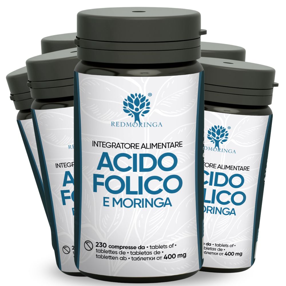 RedMoringa Folsäure Nahrungsergänzungsmittel 1380 vegan Tabletten 6 St Kapseln