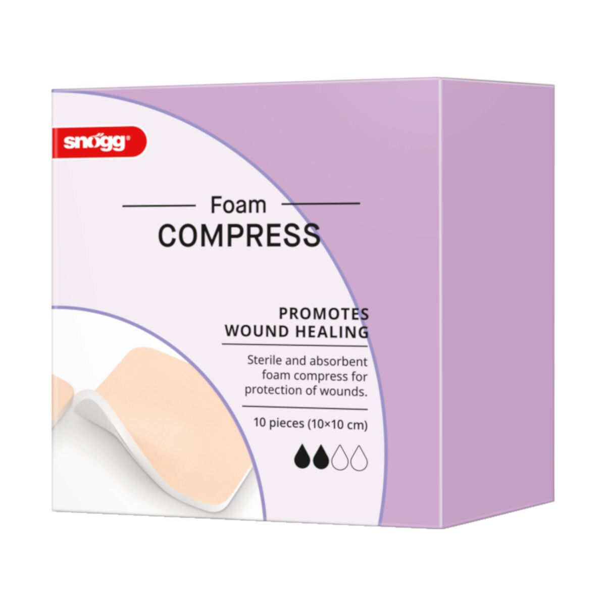 Verpackung für Snögg Foam Compress, 10 Stück (10x10 cm). Fördert die Wundheilung.