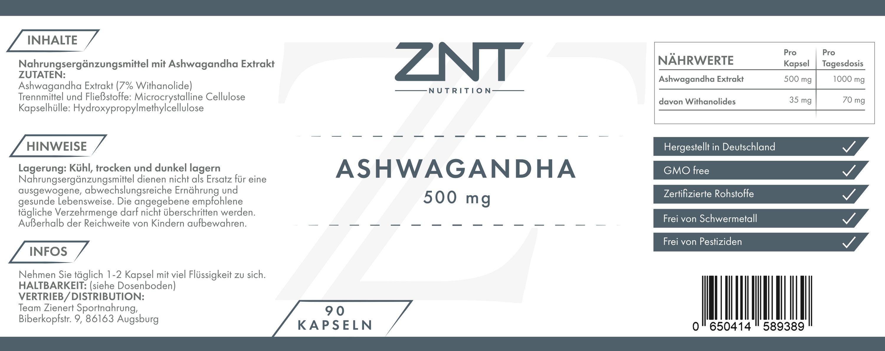 ZNT Nutrition Ashwagandha 90 St