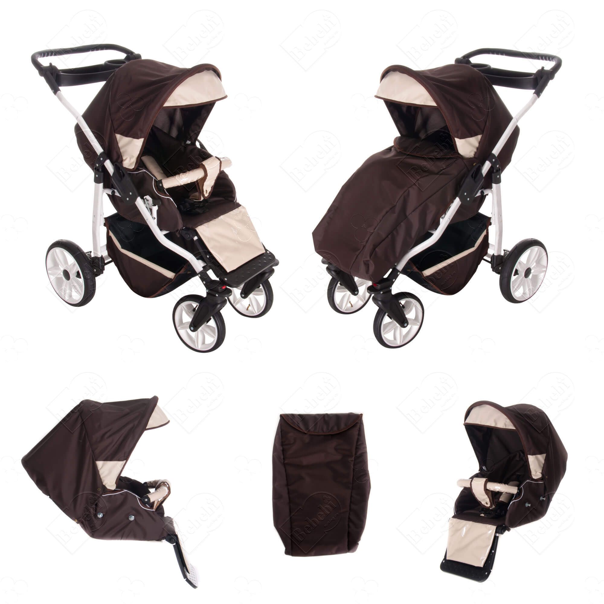 Bebebi Zürich 4 in 1 Kinderwagen Komplettset ISOFIX Basis Luftreifen, Charmey