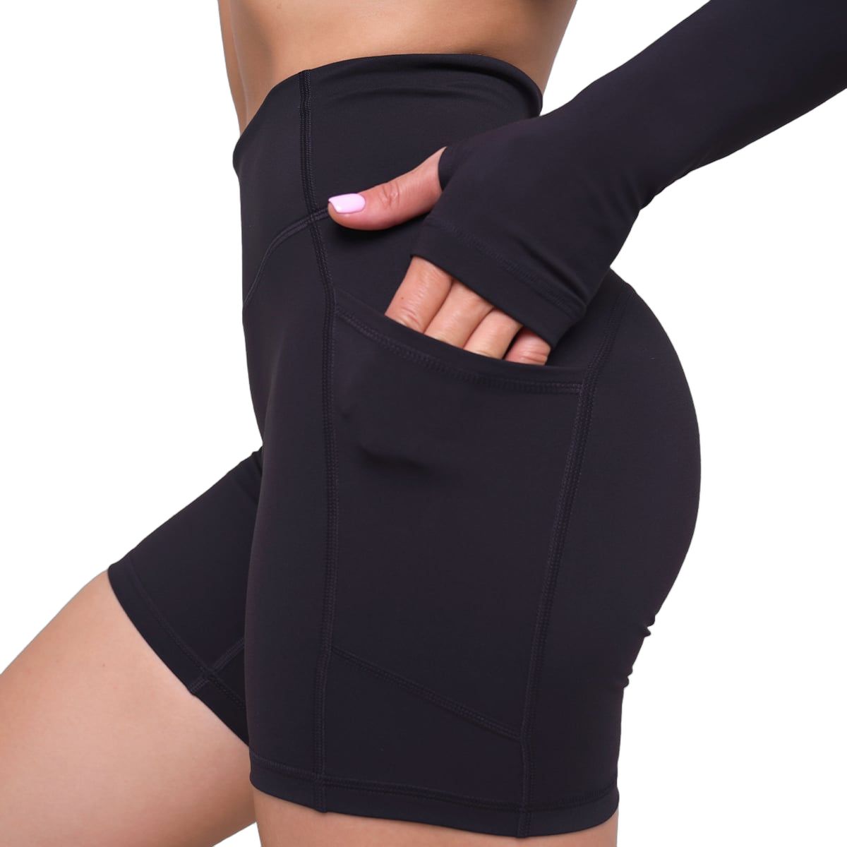 GymBeam Shorts Damen Ignite slim mit Gummizug und Taschen in Schwarz
