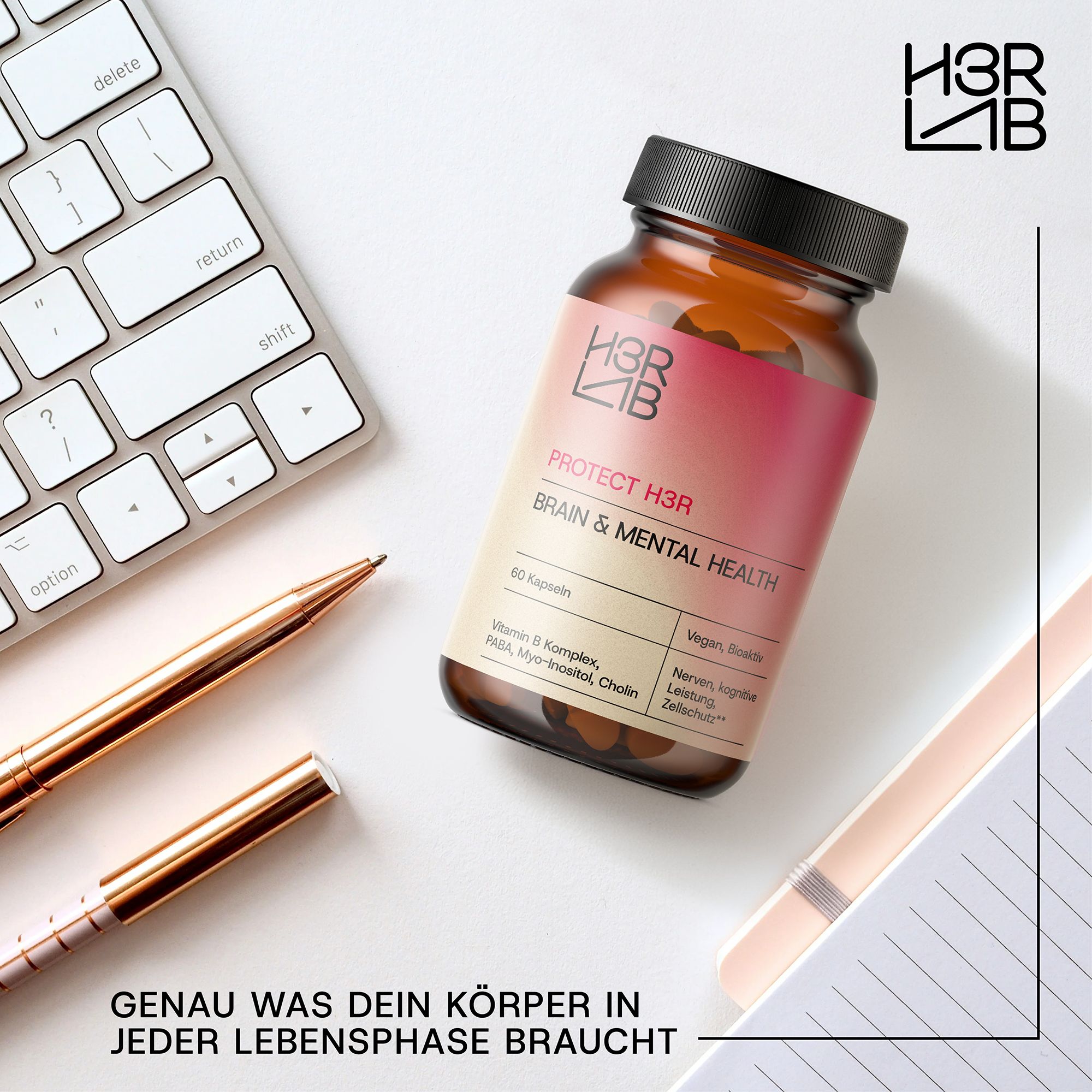 H3R LAB Brain & Mental Health – 8 B-Vitamine, Myo-Inositol & PABA für Fokus & Nervenbalance