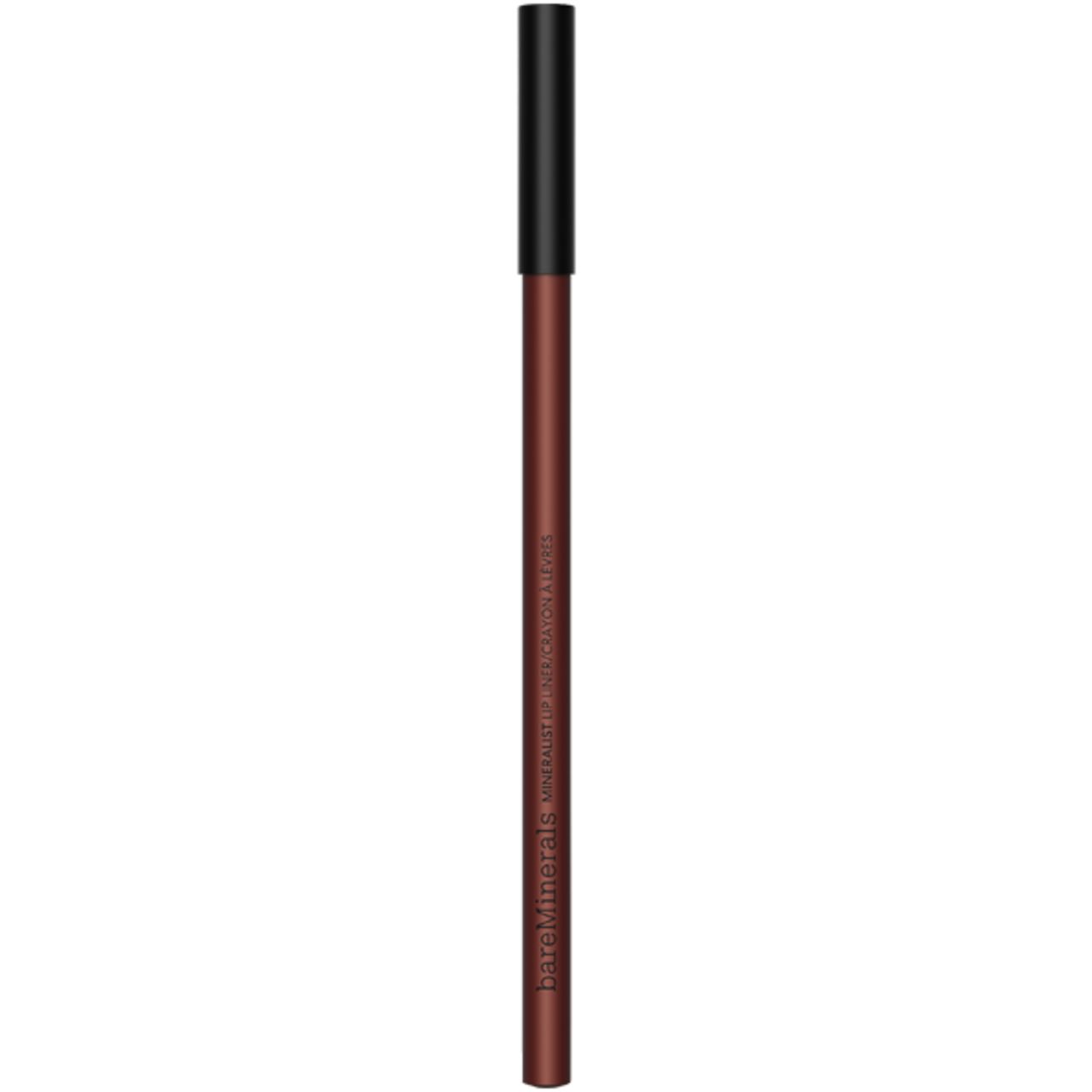 Brauner Lipliner-Stift mit schwarzer Kappe. Aufschrift: bareMinerals Mineralist Matte Lip Liner.