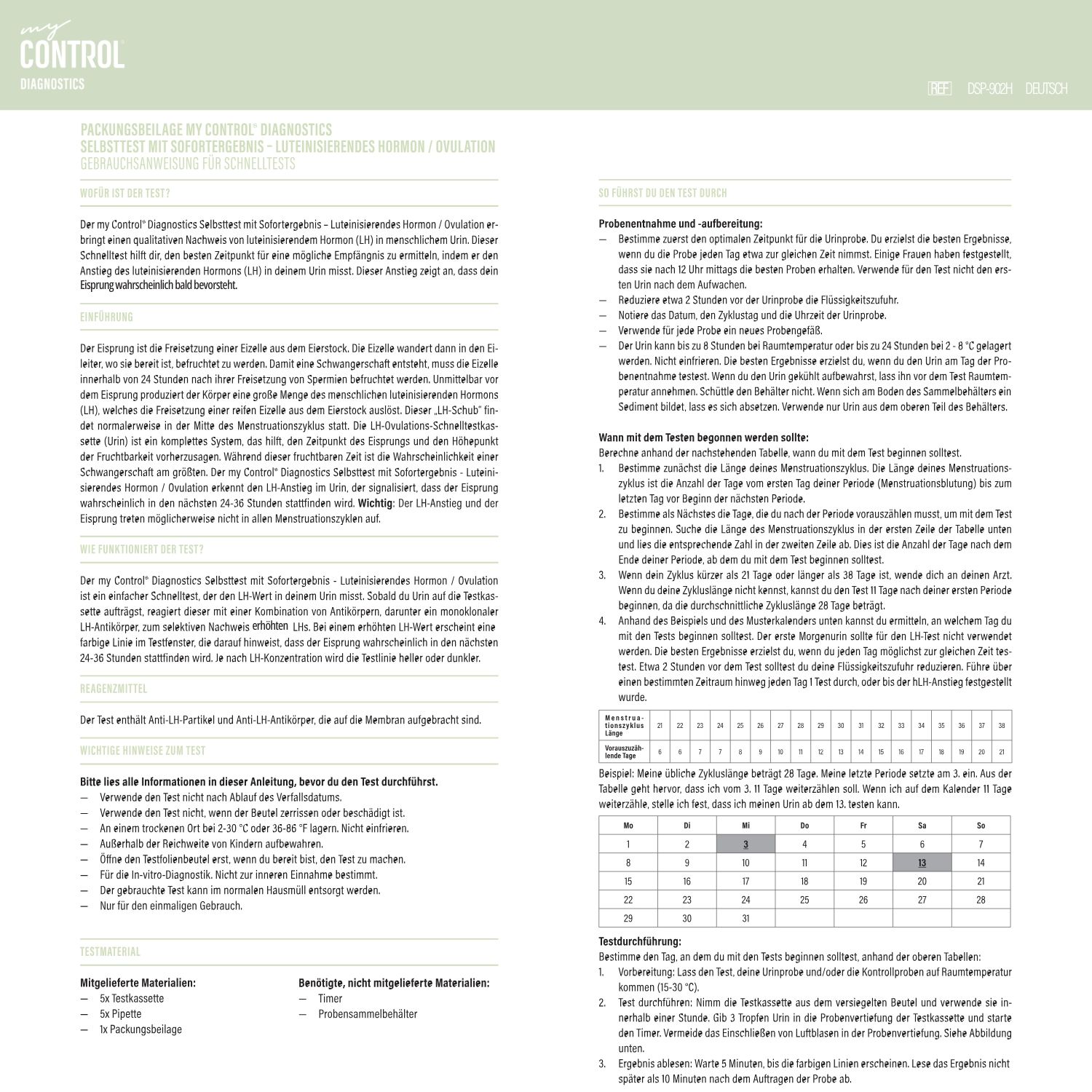 my Control® Diagnostics Selbsttest mit Sofortergebnis LH/Ovulation