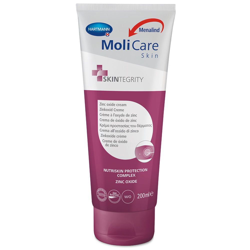 MoliCare Skin Zinkoxid Creme 200ml: reizlindernd, Schutz für durch Inkontinenz beanspruchte Haut