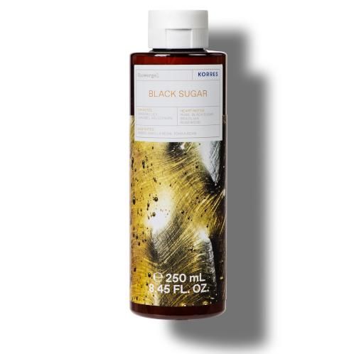 Braune Flasche mit weißem Deckel. Etikett mit Produktnamen und Marke KORRES. 250 ml.