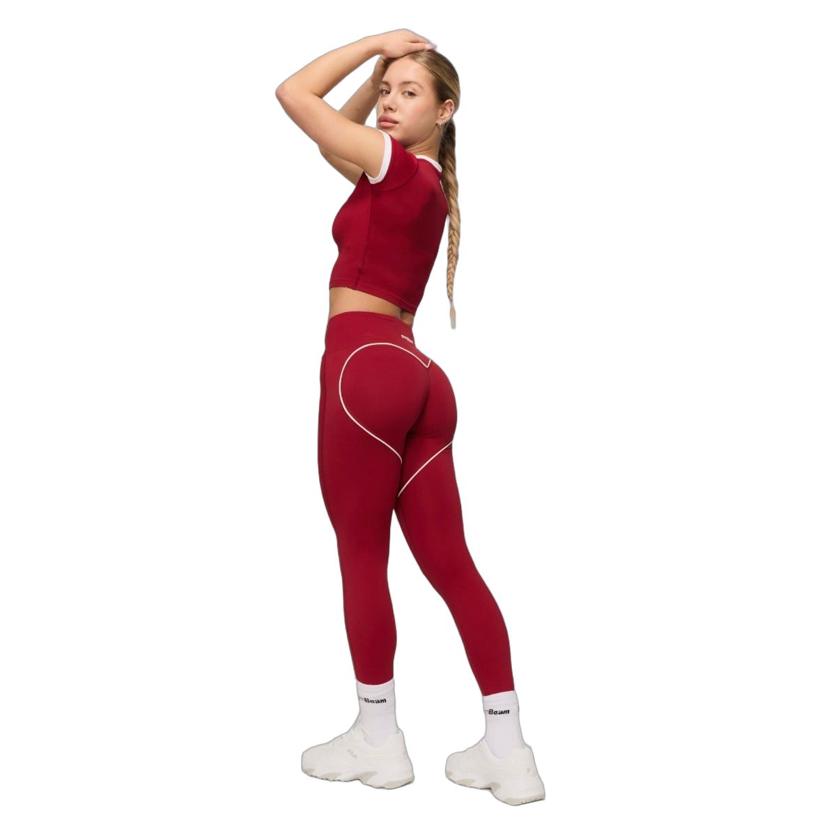 GymBeam Leggings Damen Varsity mit hohem Bund und ohne Taschen in Rot