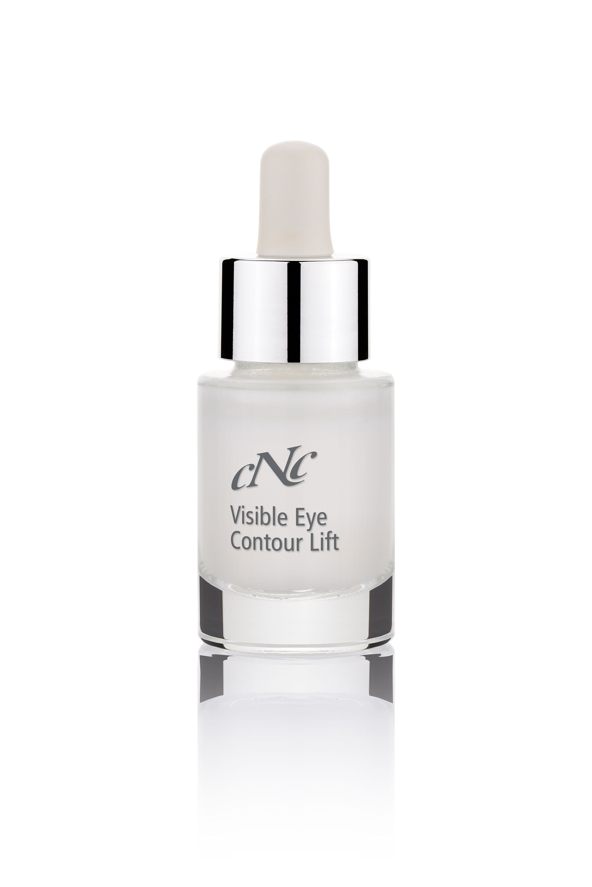 Klarer Flakon mit Pipette. Aufschrift: CNC Visible Eye Contour Lift.