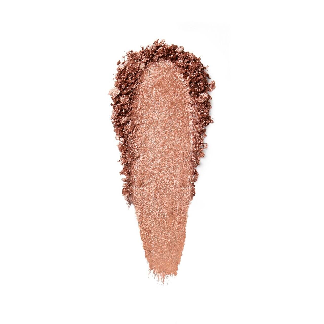 Schimmernder Lidschatten-Swatch. Farbton: Roségold. Textur: Puder. Form: Vertikal, tropfenförmig.