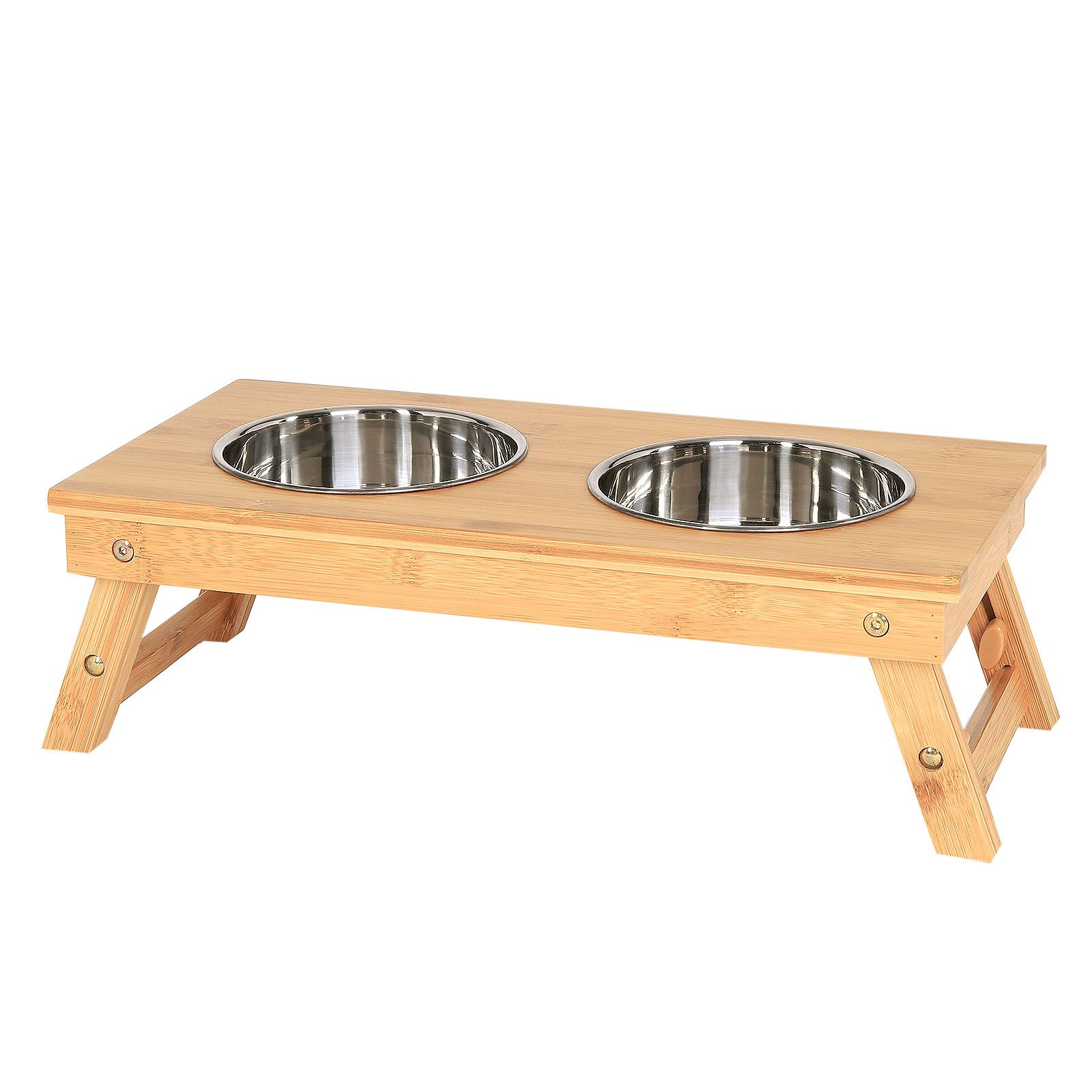 lionto Futterstation für Hunde aus Bambus