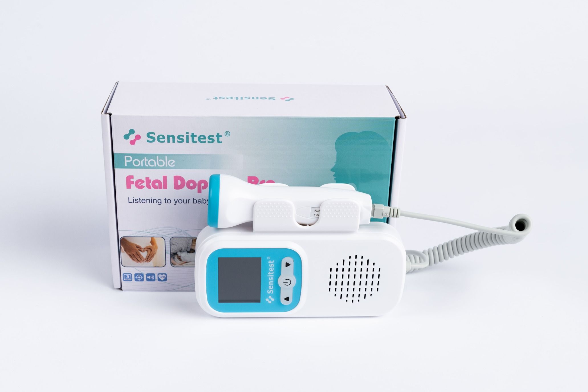 Sensitest Fetal-Doppler - Herzschlag des Babys hören - Display und Ultraschallgel