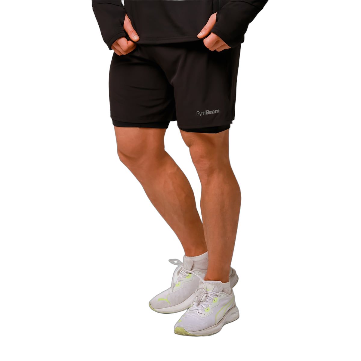 GymBeam Shorts Herren 2in1 Slim mit Gummizug Pulse Black 1 St