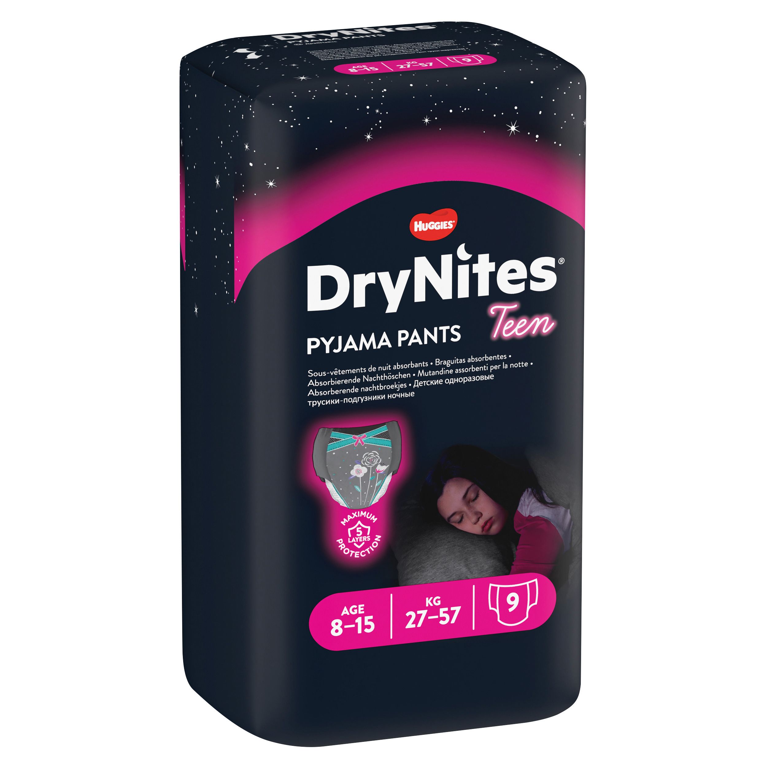 Huggies DryNites Windeln Windelhosen Mädchen 8-13 J (30-48 kg) Monatspack