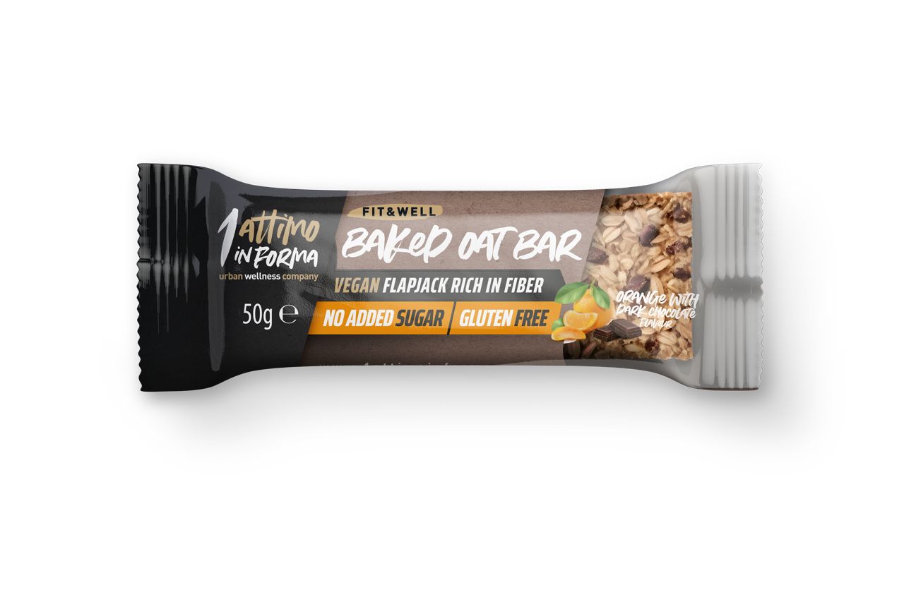 1attimoinforma Baked Oat Bar; Gusto Arancia e Cioccolato