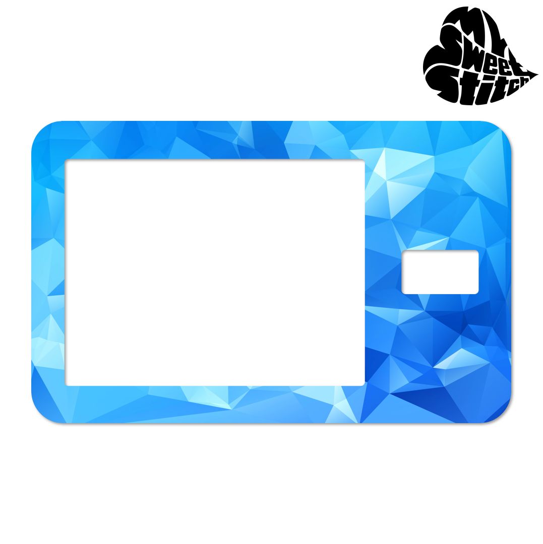 Blauer Sticker für Tandem t:slim X2. Rechteckige Form mit Display-Ausschnitt. Geometrisches Muster. Kleiner weißer Bereich.