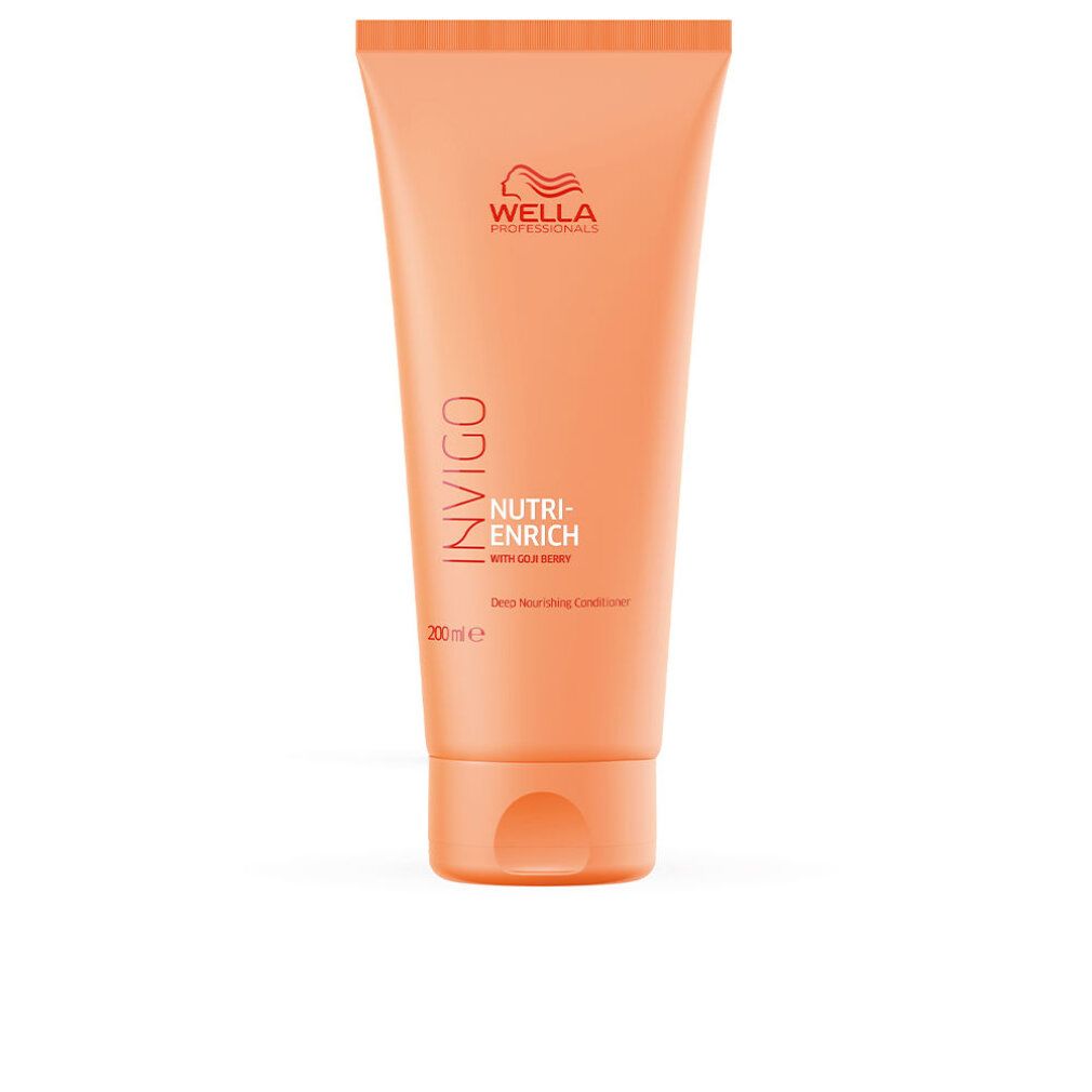 Orangefarbene Tube mit Produktnamen und Logo. Text: Invigo Nutri-Enrich Deep Nourishing Conditioner.