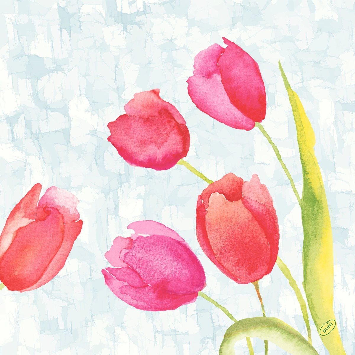 Servietten 40x40 4-lagig Klassik mit gemalten Tulpen 50 St Tücher