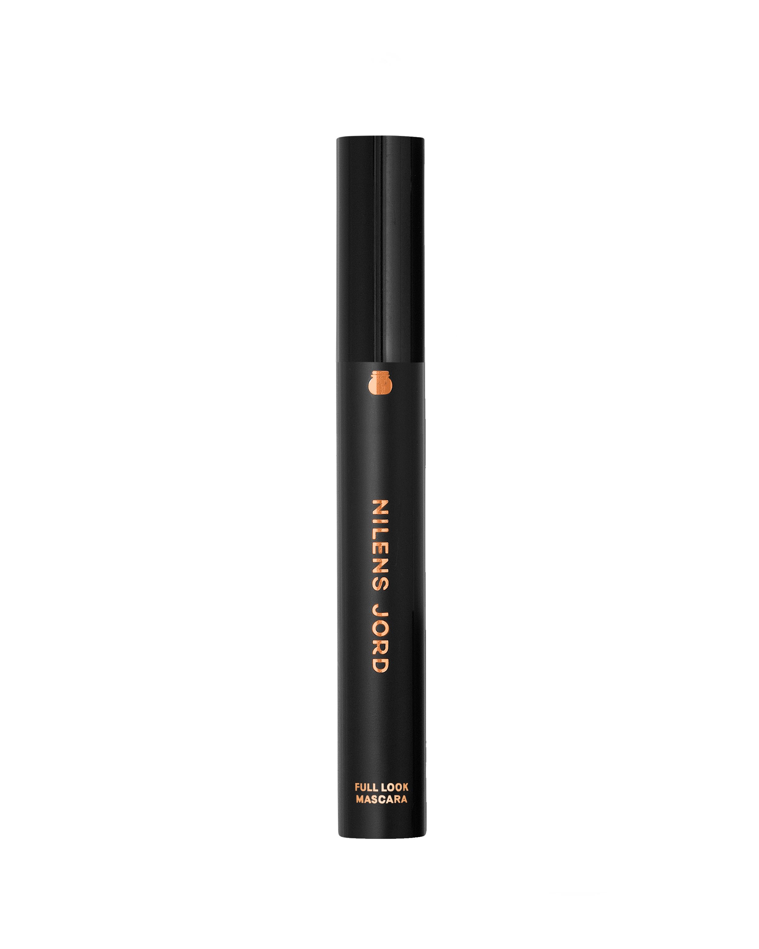 Schwarzer Mascara-Behälter mit goldener Schrift: NILENS JORD, FULL LOOK MASCARA.